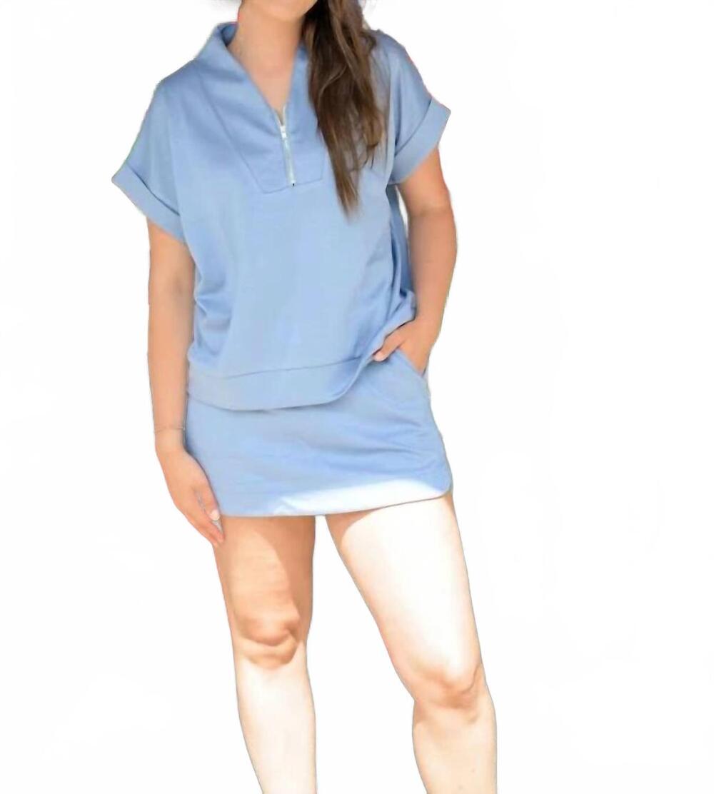 NEW SHE + SKY cloud nine quarter-zip set in blue